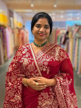 Meroonish Red  Pure organza Saree with pita emb SS50309