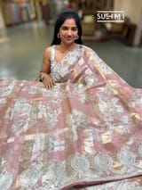 Printed Organza Tissue stripes saree with embroidery