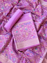 Lilac Pink Banarasi Chiniya Silk Suit set SS62J01