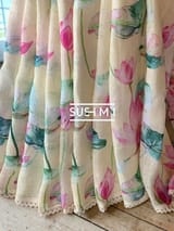 Pure lenin saree with statement Pichwai Print