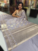Dusty mauve Banarasi Mul Silk Cotton Saree SS50555