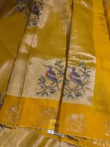 Mango Yellow Premium Handloom Designer Tissue saree with exquisite embroidery