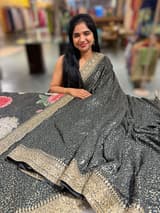 Black Georgette Sequence saree with sabhyasachi borders and printed blouse SS50511