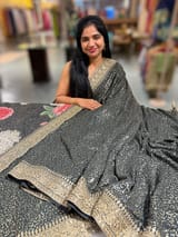 Black Georgette Sequence saree with sabhyasachi borders and printed blouse SS50511