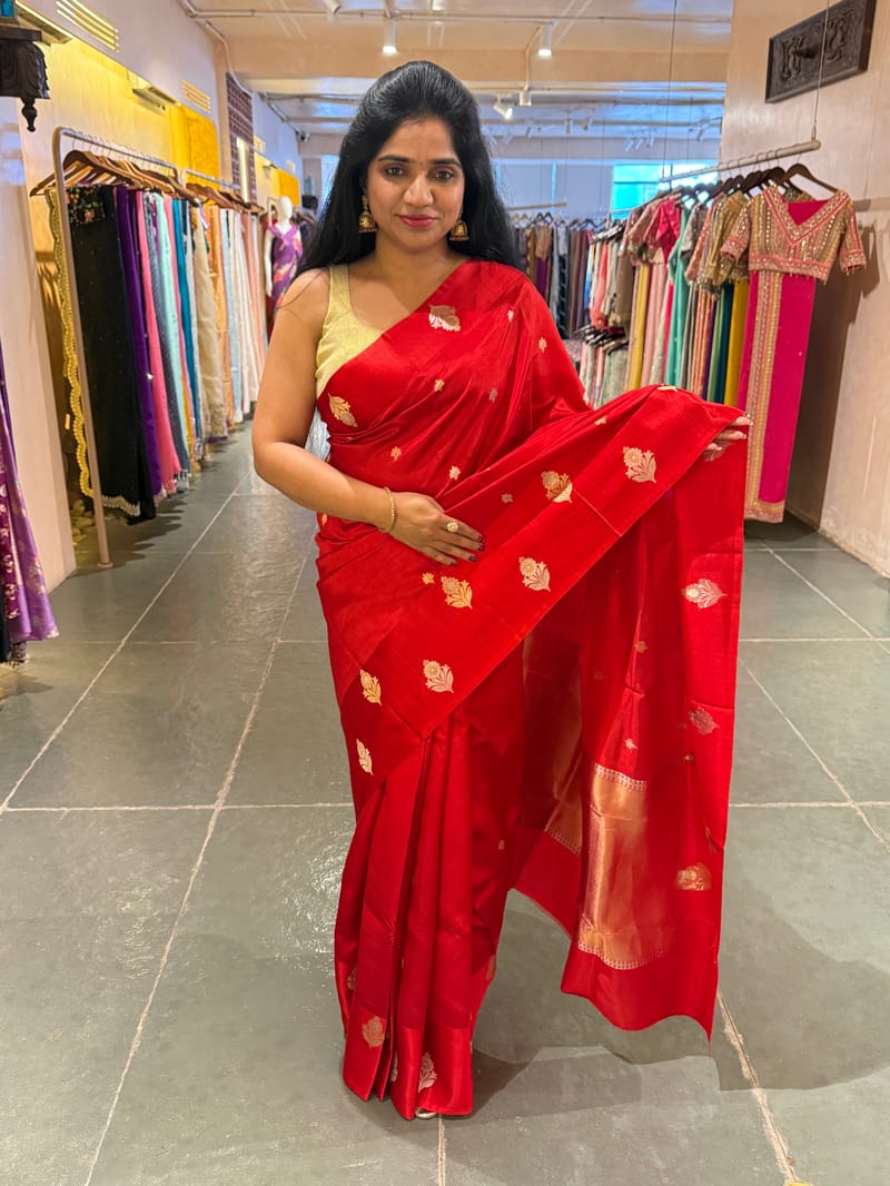 Red Poona Silk Saree