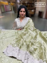 Apple green  Designer Tissue with embroidery