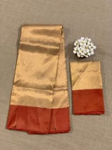 Pure Handloom Gold Tissue Saree with red tissue single muniya border SS50237