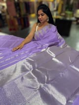 Lilac Vintage kanchi Saree with temple border SS50162