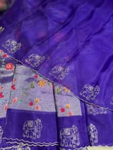 Purple Premium Handloom Designer Tissue saree with exquisite embroidery