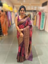 Wine Printed Tussar Tissue Saree SS50453