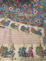 Champagne BeigeKanchi pen kalamkari fusion saree