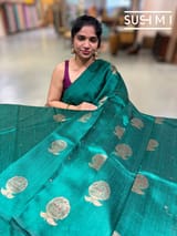 Emerald Green Banarasi Handloom Dupion Rawsilk Saree : S62F107
