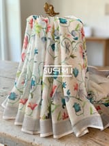 Floral printed handloom lenin saree