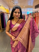 Wine Banarasi handloom tissue saree
