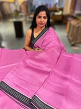 Rose Pink Organza Saree with embroidered blouse SS50273