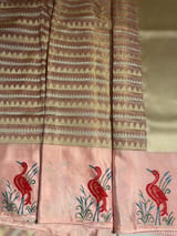 Peach Pink Banarasi Tissue saree with swan embroidery SS50403