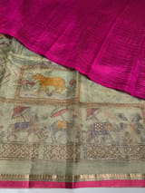 Pista Banarasi printed Tissue saree with handwork