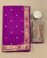 Majenta Kanchi soft silk saree with pythani and jamdani inspired embroidery SS50135