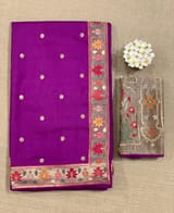 Majenta Kanchi soft silk saree with pythani and jamdani inspired embroidery SS50135