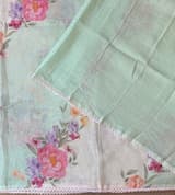 Floral printed handloom lenin saree
