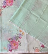 Floral printed handloom lenin saree