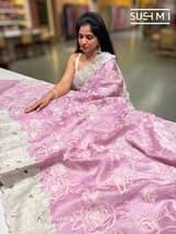Lilac Pink Designer Tissue with embroidery