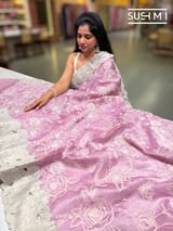 Lilac Pink Designer Tissue with embroidery