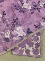 Lilac Organza Saree with Stunning Leaf Embroidered Border SS50315
