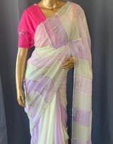 Multi colour Georgette Saree with handwork