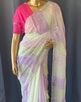 Multi colour Georgette Saree with handwork