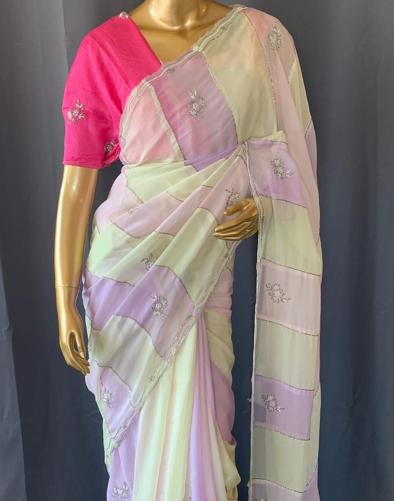 Multi colour Georgette Saree with handwork