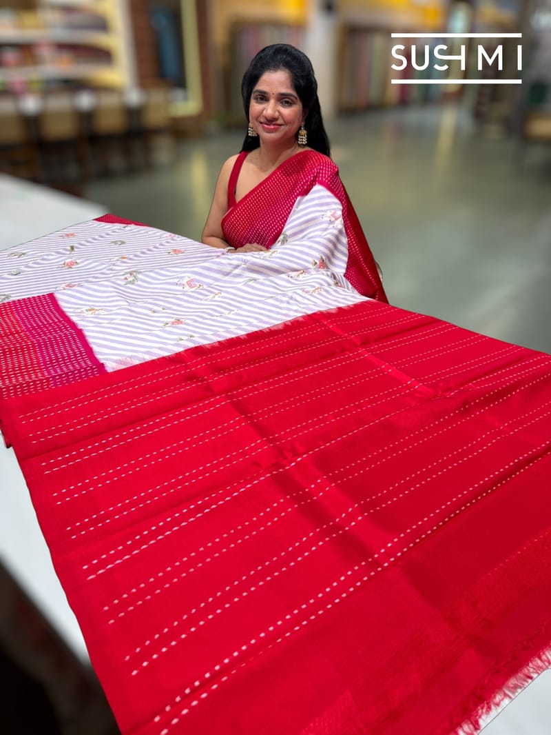 Designer Ikkath Printed Silk Saree