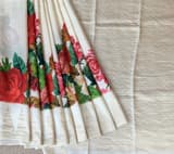 Half white Designer printed kanchi soft silk saree with temple border SS50370