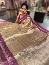 Purple Banarasi Brocade Tissue with embroidery SS50221