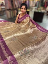 Purple Banarasi Brocade Tissue with embroidery SS50221