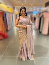 Dusty Lilac tissue Kota saree with sabyasachi borders and fancy Pythani tissue blosue SS50600