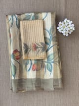 Mul silk handpainted Saree with tissue stripes