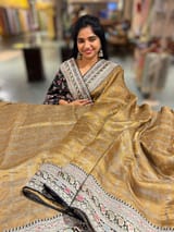 Antique Gold Tissue checks Saree with sabhyasachi borders