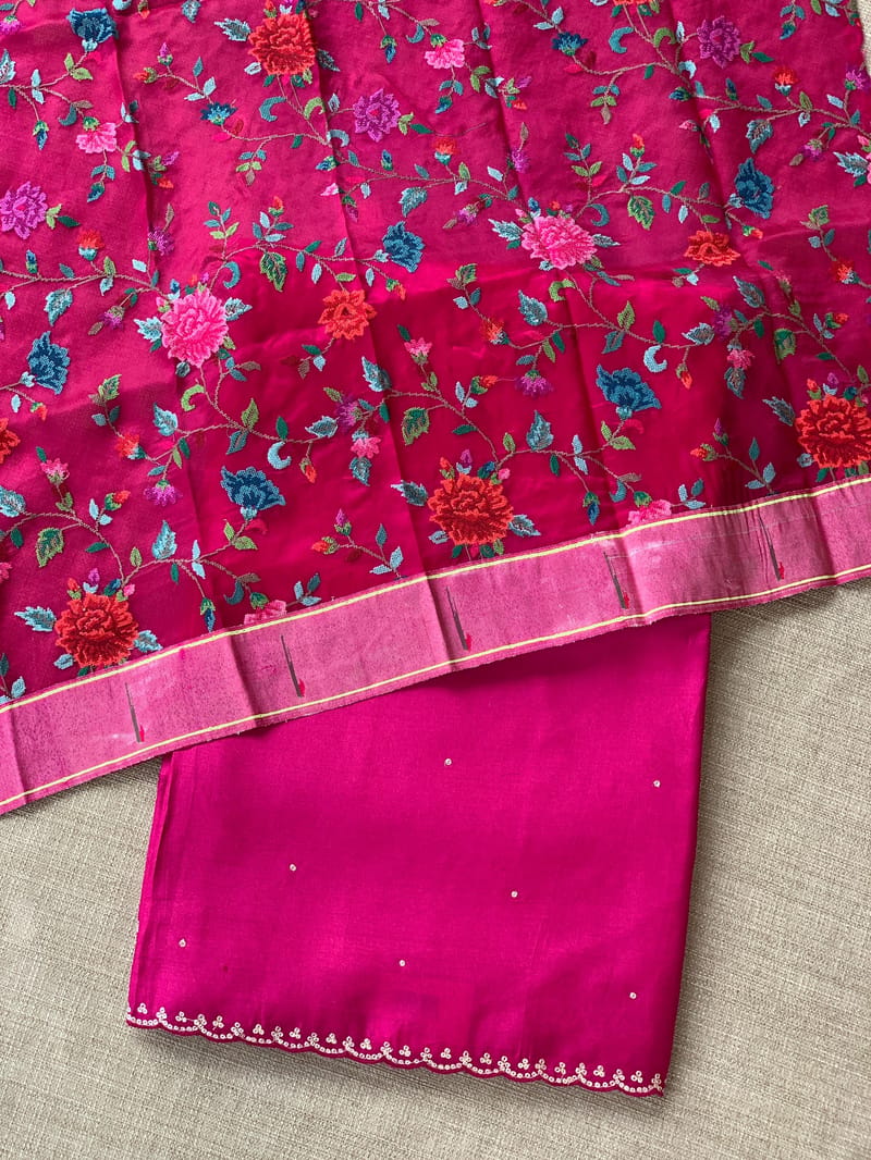 Rani Pink Tussar with fusion blouse SS50457