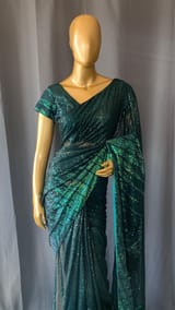 Georgette sequence saree with stitched blouses
