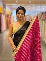 Black Georgette Saree with zigzag pattern badla sequnce : S62F080