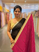 Black Georgette Saree with zigzag pattern badla sequnce : S62F080