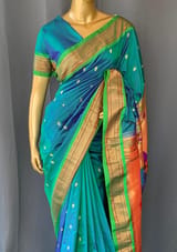 Peacock Blue Pure handloom yeola pythani Saree