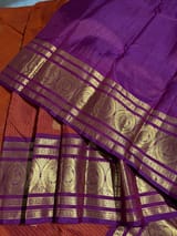 Rust Orange & Purple Combo Vintage Checks Kanjeevaram Saree SS50157