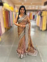 Mauve Tissue checks Saree with sabhyasachi borders