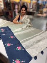 Pure Handloom Tissue saree with organza embroidered border SS50234