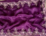 Violet  Pure Organza heavy handwork saree