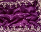 Violet  Pure Organza heavy handwork saree