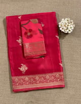 Dark Pink Mashru Silk Saree with Paithani inspired embroidered blouse SS50571
