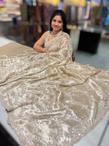 Nude tissue saree with heavy allover intricate handwork SS50243